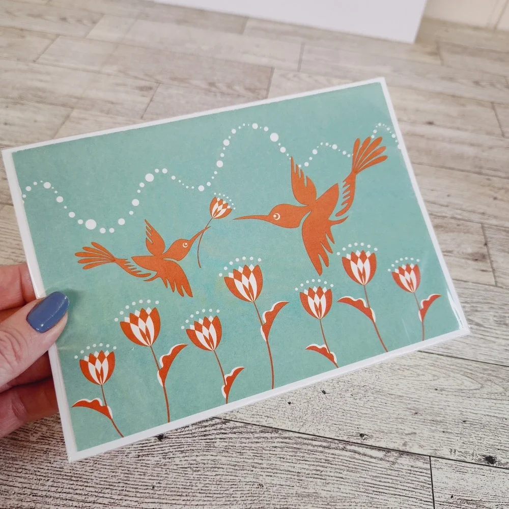 Hummingbird Greeting Card Blank Note Card Floral‎ Stationery Any Occasion